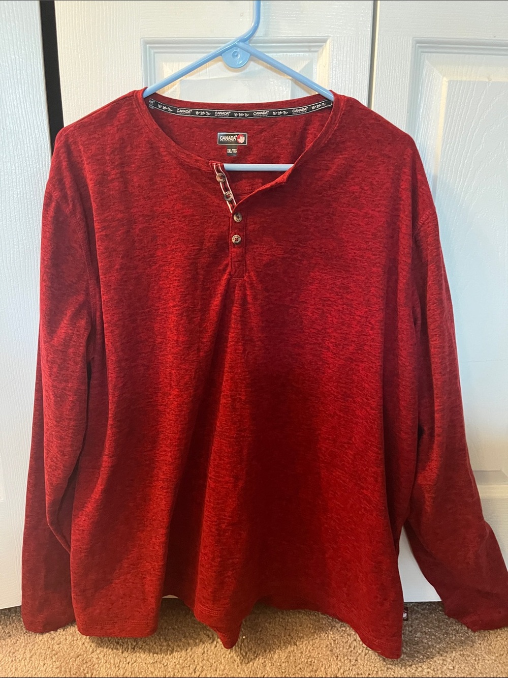 Canada Weather Gear Red Long Sleeve Henley